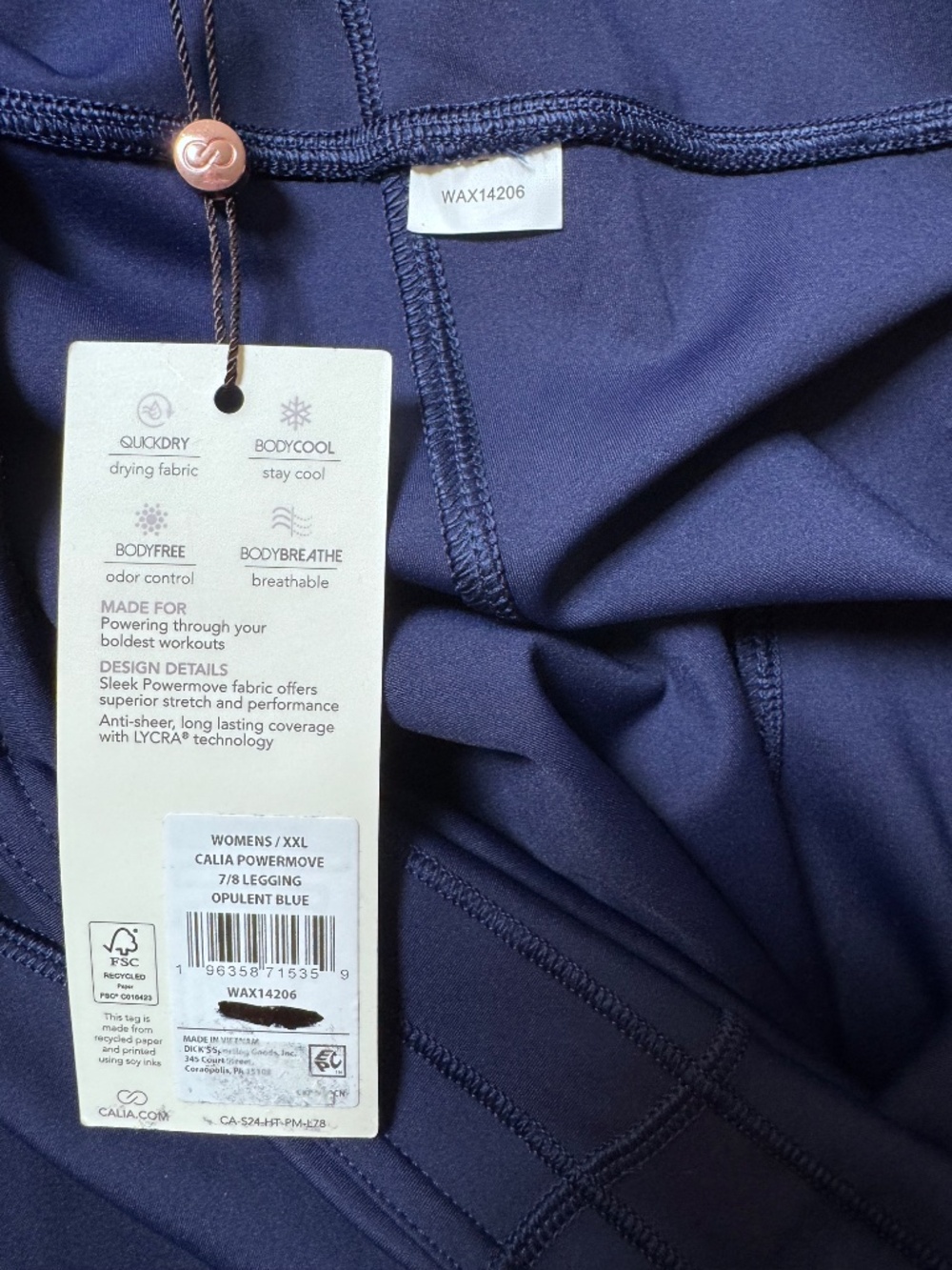 Calia Powermove 7/8 Leggings XXL Opulent Blue High Rise NWT - Picture 7 of 11